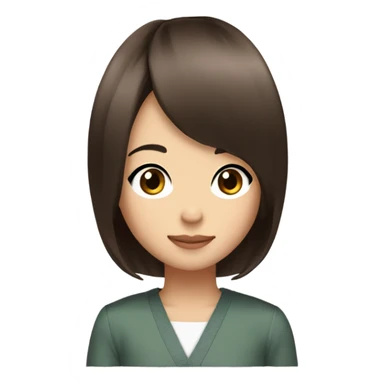 Maki Tomoda, pageboy bob haircut, brown hair sticker
