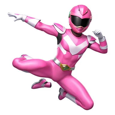 Pink power ranger flying sticker