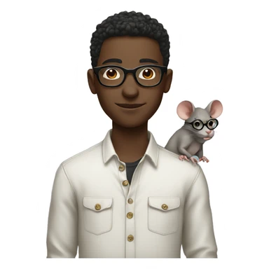 stylish boy with glasses and a rat sticker