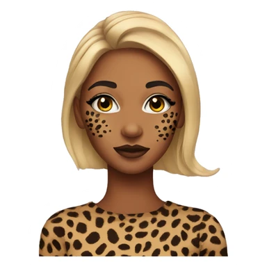 a girl with cheetah print makeup on her face sticker