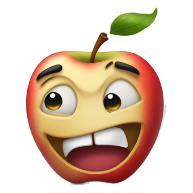 A bitten apple with the emotion of embarrassment sticker