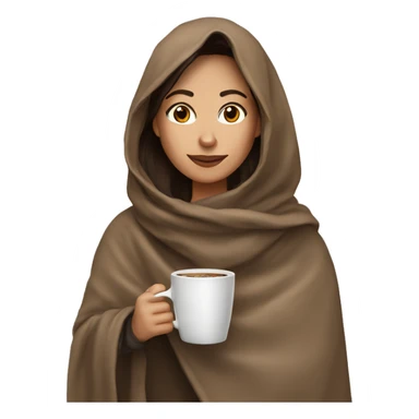 Brunette Drinking coffee wrapped in blanket sticker