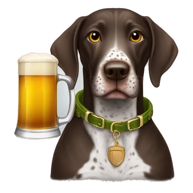 German shorthair with beer mug sticker