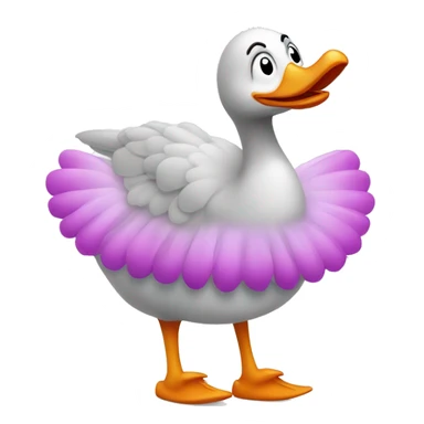 silly goose with a wide smile earing a tutu and clown shoes sticker