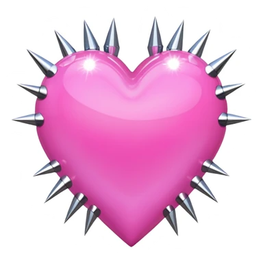 pink glittery heart with chrome spikes sticker