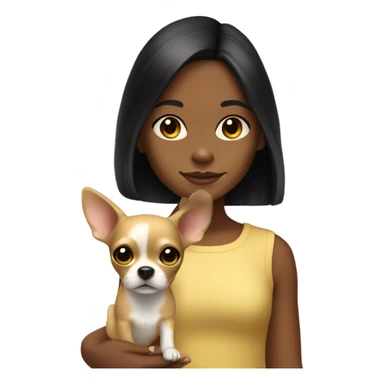 Black-hair little girl with gold chihuahua  sticker
