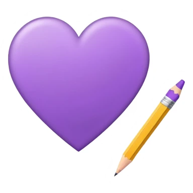 paper with emptu Hand drawn purple heart contour  with pencil sticker