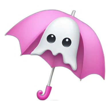 sad halloween ghost with a pink umbrella sticker