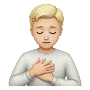 a blonde man put his hand where his heart is and bow his head sticker