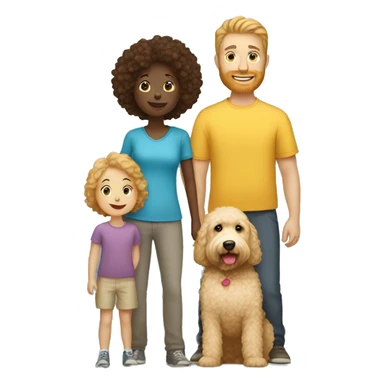 White Family with 2 kids and 1 golden doodle sticker