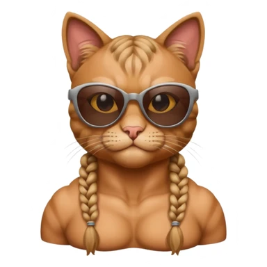 Bodybuilder cat with braids wearing sunglasses sticker