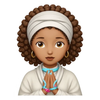 Curly hair Black women praying sticker
