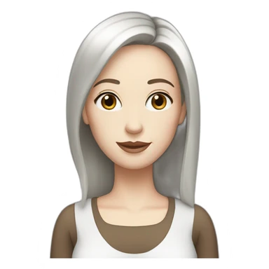 40 years old Woman, white pale skin, brown straight hair, big black eyes sticker