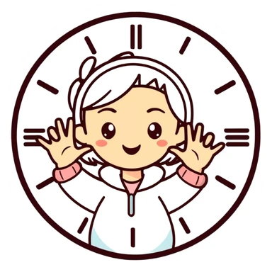 Girl doing the “clock it” with her hands sticker