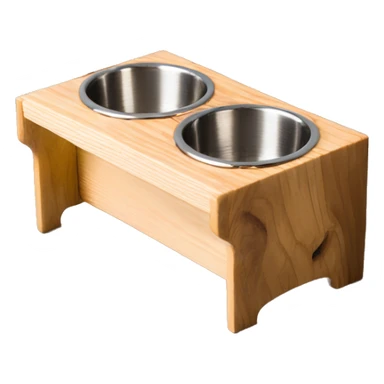 Elevated pine wood dog feeder with 2 stainless bowls sticker