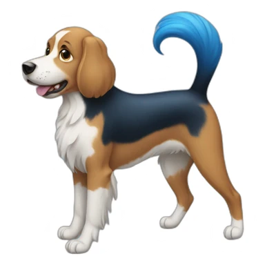 dog with a long blue tail sticker