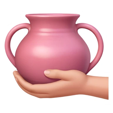 hand holding a finished pink pottery vase or bowl sticker