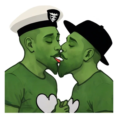 dudes kissing sticker