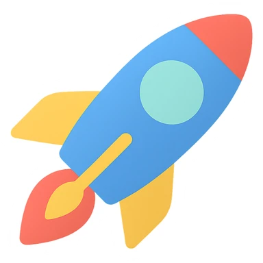 rocket ship icon with color sticker