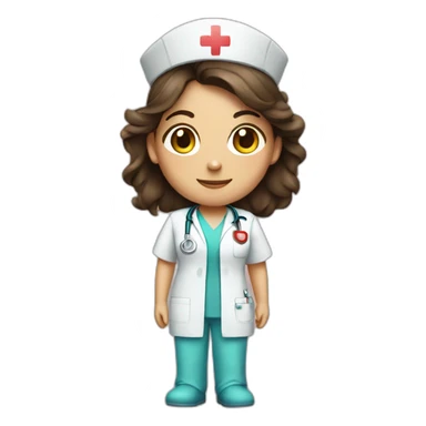 cute brunette nurse with scrubs sticker