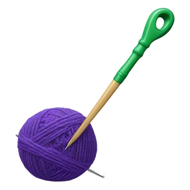 Green crochet hook with purple yarn  sticker