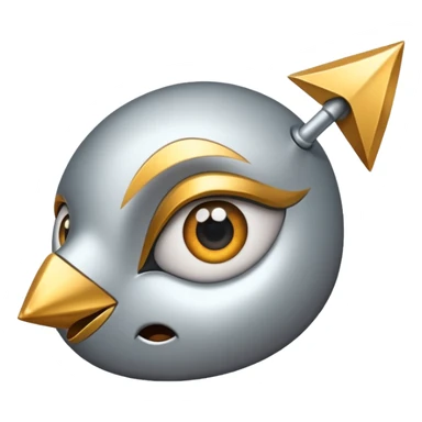 a curved arrow with expressive eyes sticker