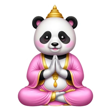 Panda prayer Buddha pink gold sticker