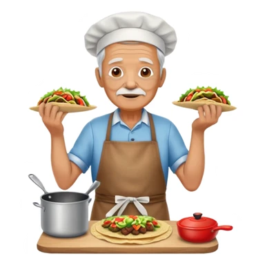 Old man cooking tacos sticker