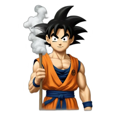 goku with a stick in mouth with smoke sticker