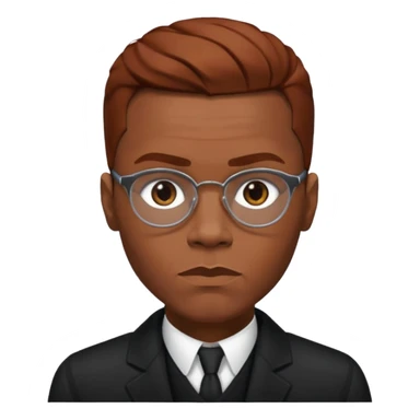 Malcolm X with reddish brown hair, dark brown outfit  sticker