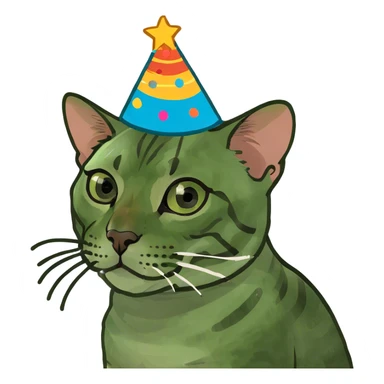 Bengal cat with birthday hat sticker