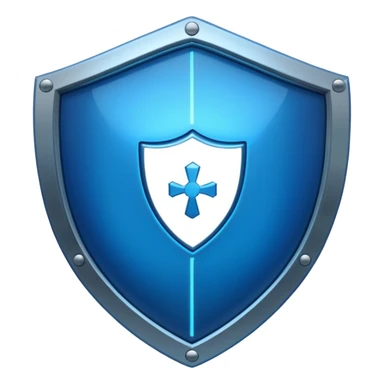 generate blue cyber shield with different  hack symbols sticker