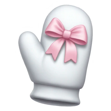 White mittens with light pink bow sticker