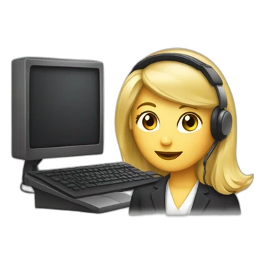 secretaire blonde avec un casque téléphone coupe de cheveux au carré sticker