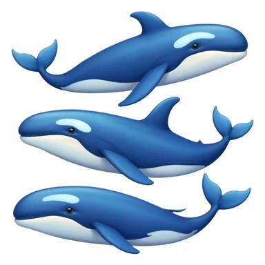 Draw a marine theme with whales for atmospheric and aesthetic stickers. Various shades of blue and a slight glow sticker