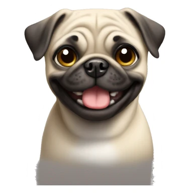a happy pug with a little gray hair on face sticker