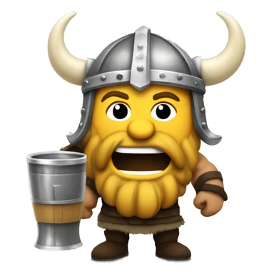 Viking using viking helmet drinking and weezing (laughing) sticker