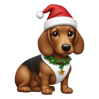 Dog wearing chrismast colthes ( teckel ) sticker