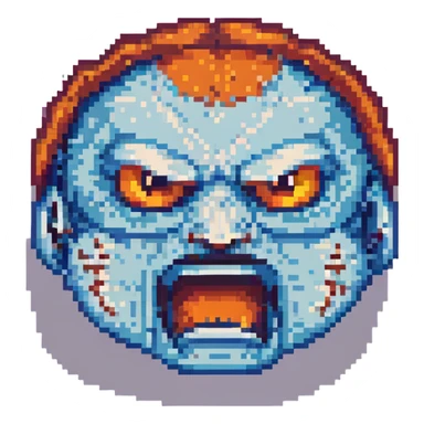 angry face, pixel art style sticker