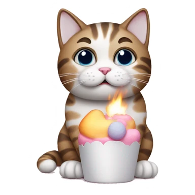 Cat with a marshmallow sticker