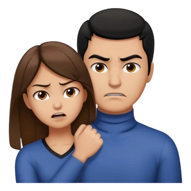 Girl with brown hair having her hands on a man with black hairs neck mad  sticker