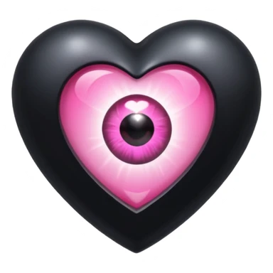 A black heart Gem with a pink eye in the center sticker