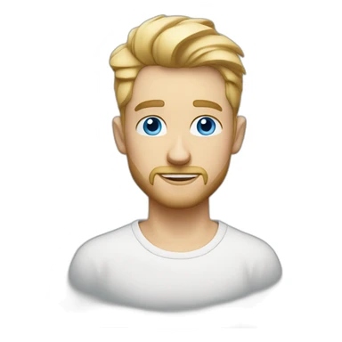 blonde guy with a taper fade, short beard, blue eyes and a big nose and a scarf in the forehead and a white tee sticker