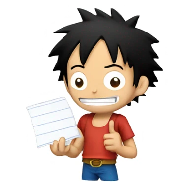 luffy holding a piece of paper  sticker