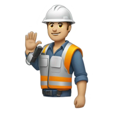 Trabajador con telefono motorola con numeros en la mano sticker