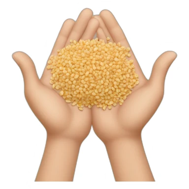 Two hands in palms with 5 fingers hold out a handful of buckwheat kernels sticker