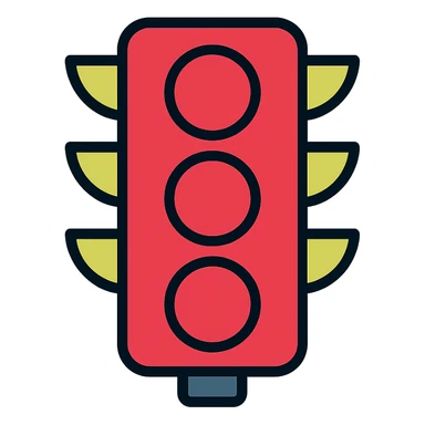red traffic light icon with color outline sticker