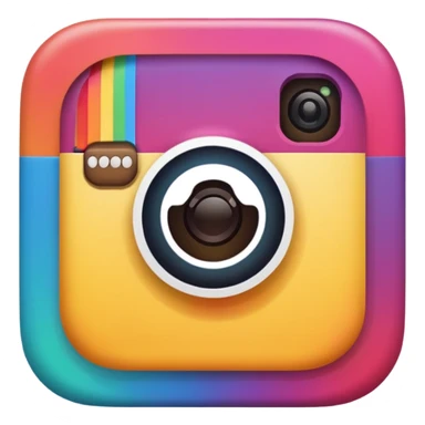 Instagram logo, classic emoji style, simple, rounded, colorful sticker