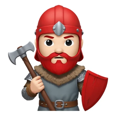 Viking avec une hache et un casque rouge et où on voit pas ses yeux peluche  sticker