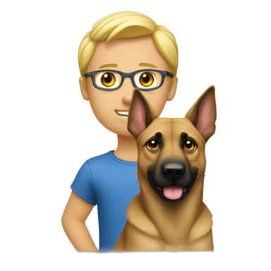 garçon blond câlin a un malinois sticker
